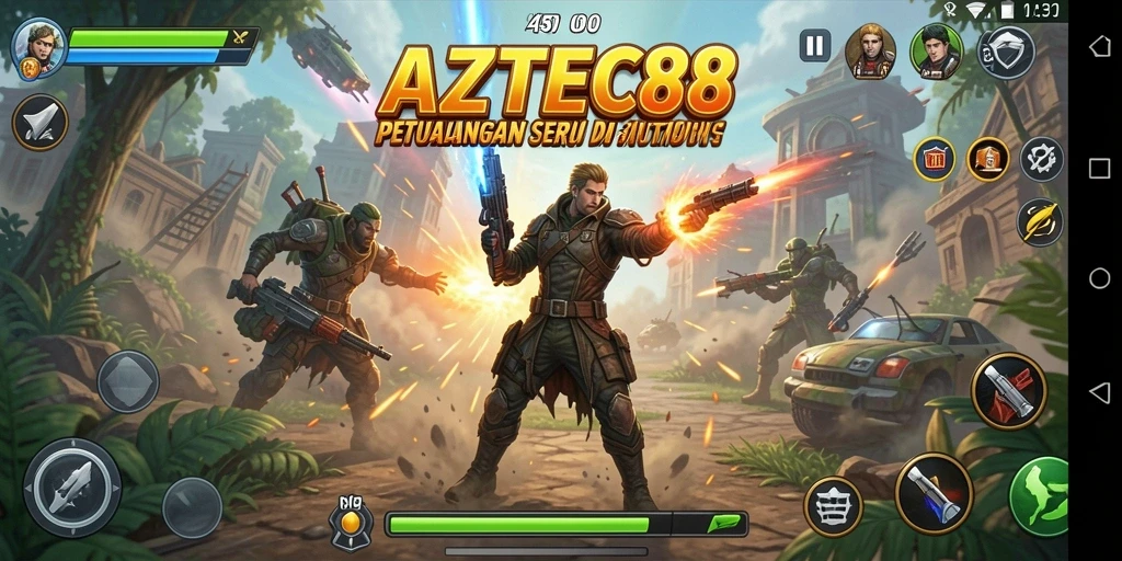Tangkapan layar gameplay AZTEC88 menampilkan aksi seru dan menegangkan.
