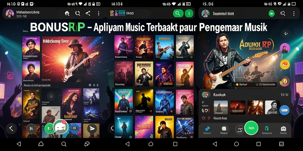 Tampilan screenshot BONUSRP saat memainkan musik dan berbagi dengan teman.