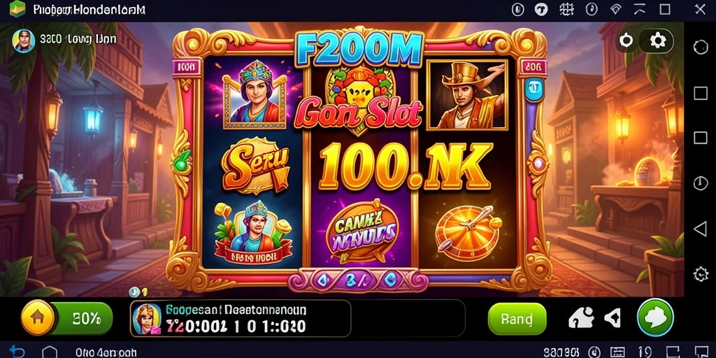 Tampilan gameplay F200M dengan fitur animasi slot yang menarik.