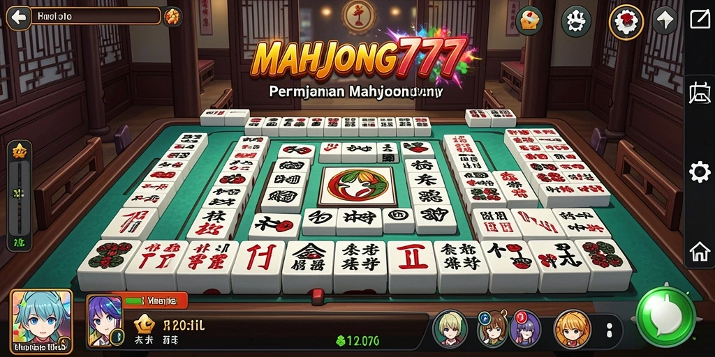 Tampilan gameplay menarik dari <strong>MAHJONG777</strong> yang penuh warna dan karakter anime.