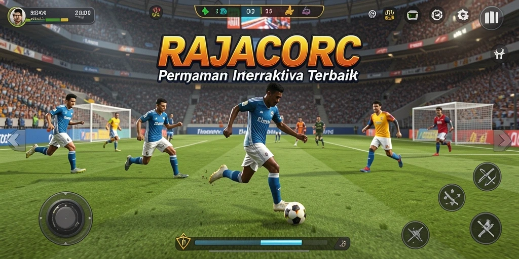Screenshot RAJACORC menampilkan aksi olahraga yang intens dan dinamis.