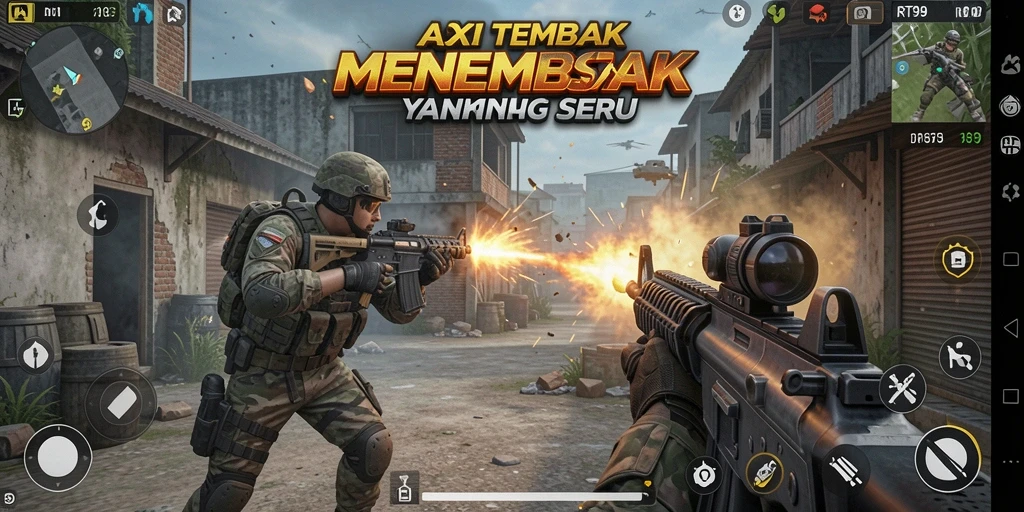 Gameplay RT99 yang intens dan menegangkan dalam aksi FPS.